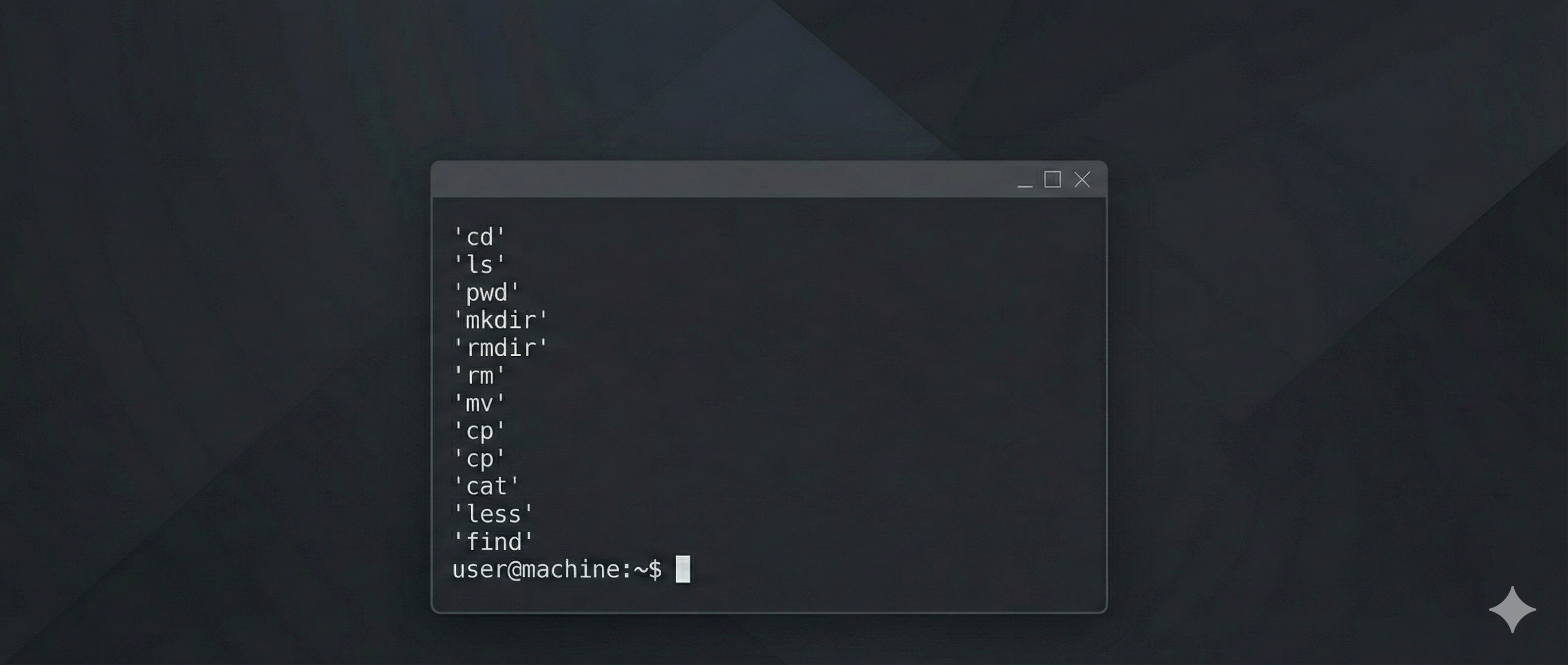 A 3D rendering of a terminal command line.